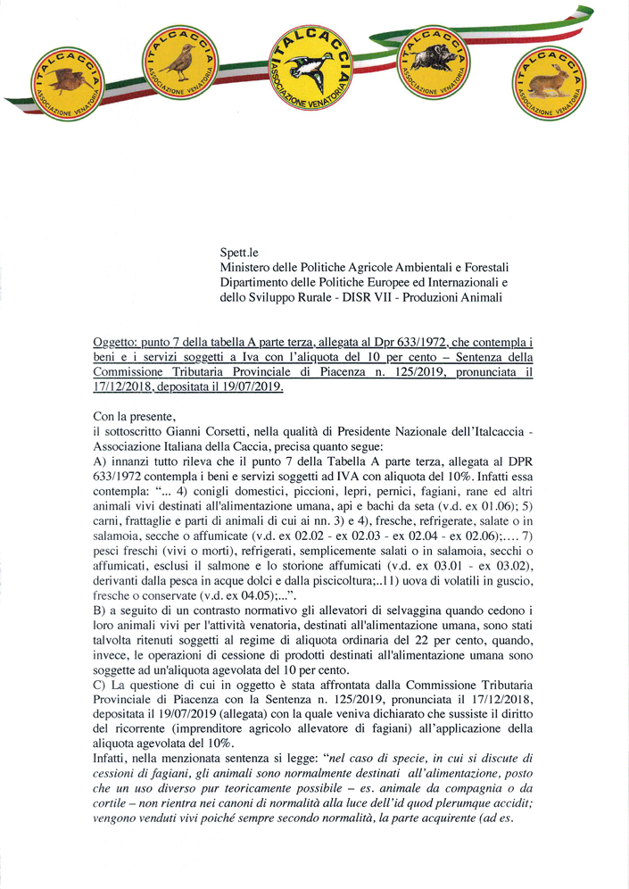 Screenshot_2020-06-30-18-16-05 Precisazione IVA al 10% su animali a scopo venatorio in rif. alla Sent. n.125/2019 Tribunale di Piacenza