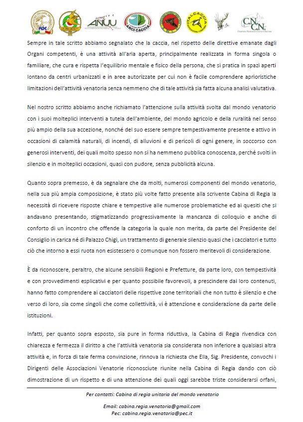 Immagine-2020-12-08-101815 La Cabina di Regia del Mondo Venatorio scrive al Presidente del Consiglio...