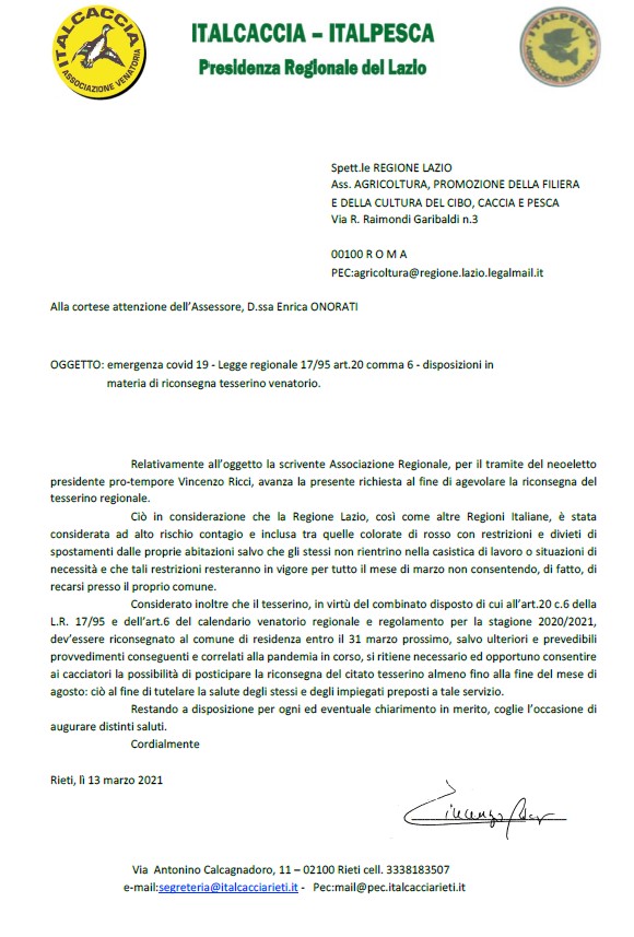 Immagine-2021-03-14-195241 Lazio: Emergenza covid-19  Legge regionale 17/95 art. 20 comma 6 - disposizioni in materia di riconsegna tesserino venatorio