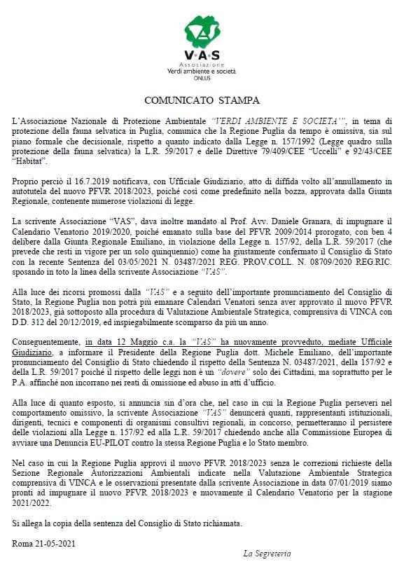 Immagine-2021-05-25-183438 Puglia: La Cabina di regia risponde al comunicato stampa V.A.S. - PFVR 2018/2023 si/no comunque sarà faranno ricorso...