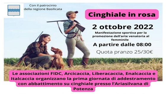 A Potenza il 2 ottobre la caccia al cinghiale.. in rosa.