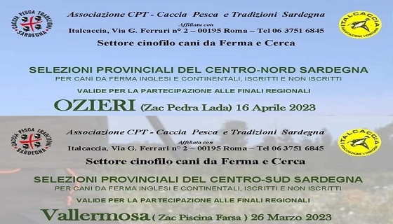 Cinofilia ItalCaccia: Selezioni Provinciali Sardegna cani da Ferma e Cerca