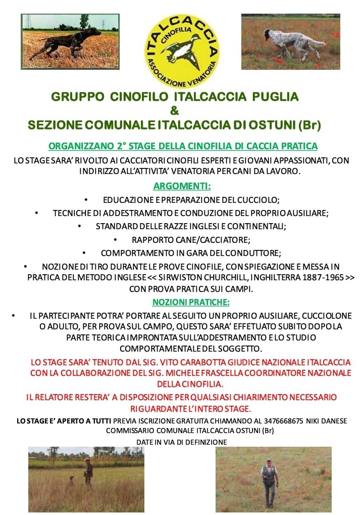WhatsApp-Image-2023-05-31-at-18.11.27 Gruppo Cinofilo Italcaccia Puglia e sez. Comunale Italcaccia Ostuni (BR) organizzano 2° stage della Cinofilia di Caccia pratica